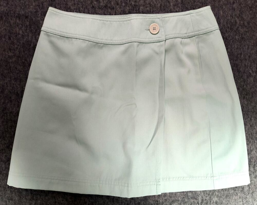 GAP Women's Mint Green/Pale Aqua Cotton-Linen Wrap Skirt - Size 10